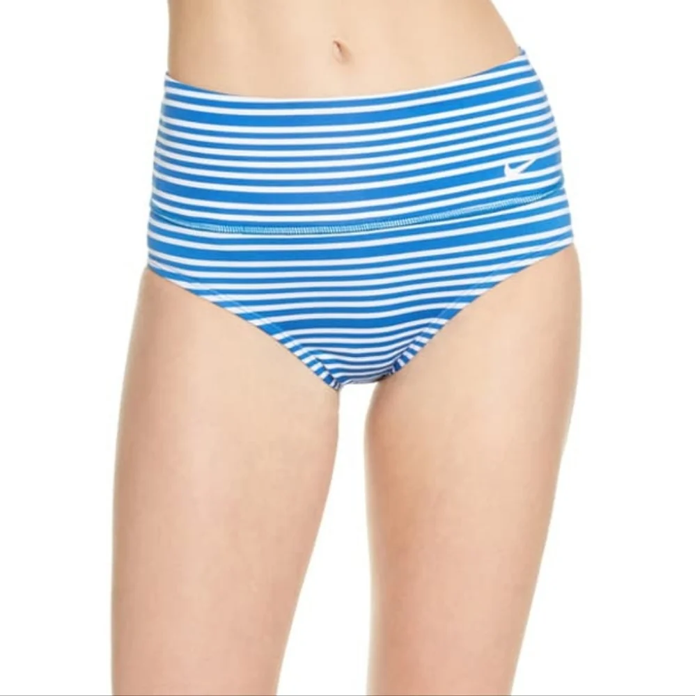 Nike sport mesh high-waist bikini bottom - Small - battle blue/white